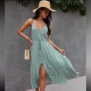 Mint polka dot dress Small